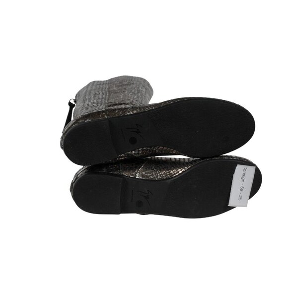 Giuseppe Zanotti Knee High Boots US6.5 EU36.5 SIlver Metallic Croc Embossed - Picture 10 of 10